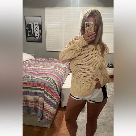 Theory karenia sughero open knit cream Tan slouchy Open Knit sweater women's S - Picture 1 of 15
